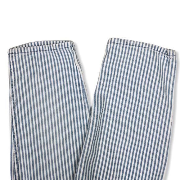 Juicy Couture High Rise White Blue Stripe Girlfriend Jeans with Studded Detail - Picture 5 of 14